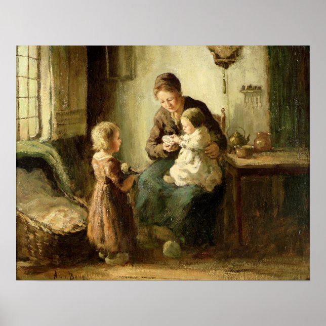 Póster Jugando con el bebé, siglo XIX (Frente)