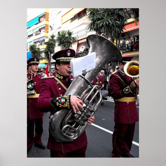 Póster Jugando el tuba en Domingo de Ramos, Marbella (Frente)