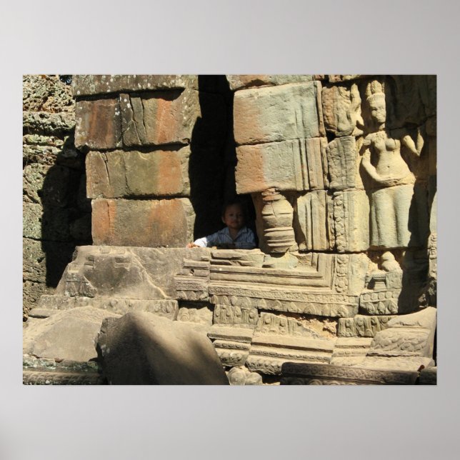 Póster Jugando entre las Ruinas ... Ta Prohm, Camboya (Frente)