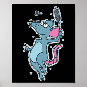Póster Jugando Rat Badminton
