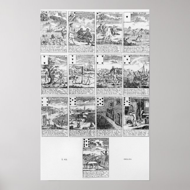 Póster Jugar a las cartas satirizando las aventuras de la (Frente)