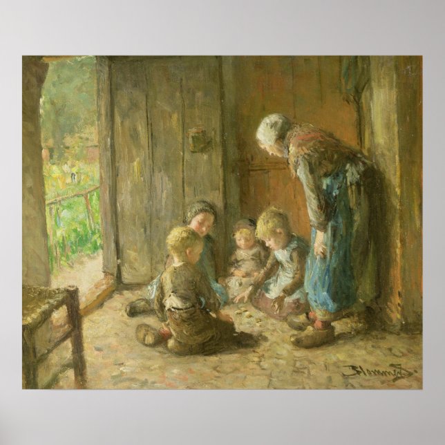 Póster Jugar a los pantalones en la puerta (Frente)