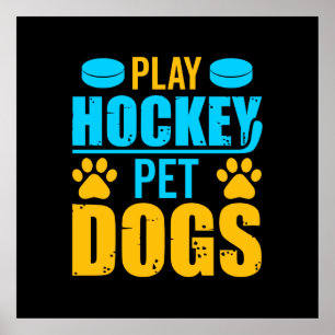 Póster Jugar a los perros Mascotas de hockey