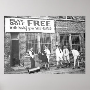 Póster Jugar al Humor de Golf Vintage Free
