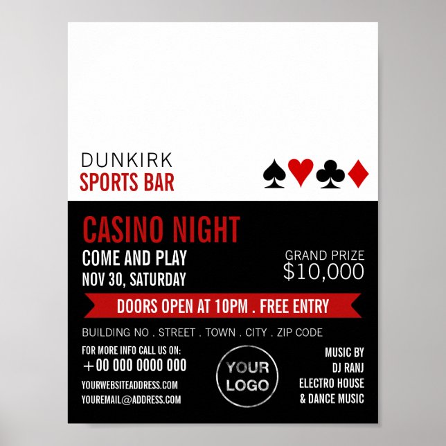 Póster Jugar al juego de cartas, Noche del Casino, Indust (Frente)