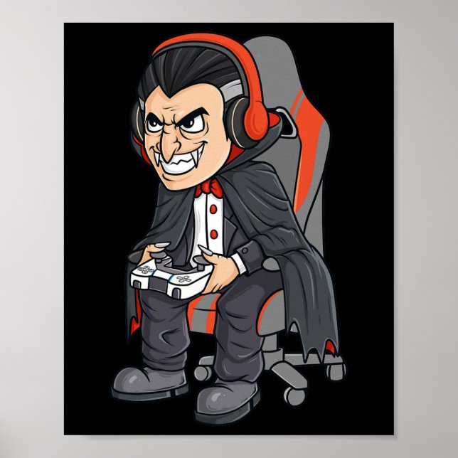 Póster Jugar al vampiro de Halloween asustar a los niños (Frente)