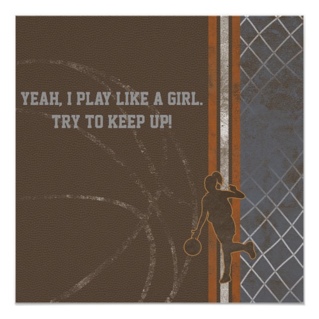 Póster Jugar como un baloncesto Chica (Anverso)