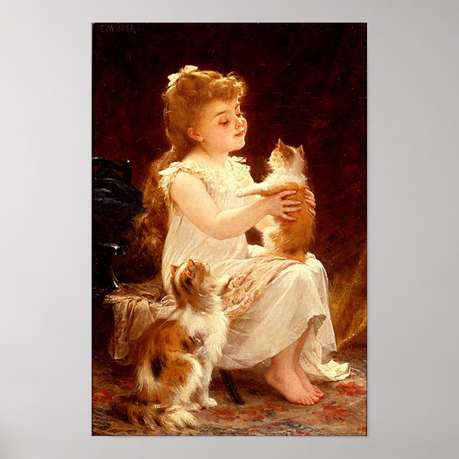 Póster Jugar con el gatito - Imprimir (Frente)