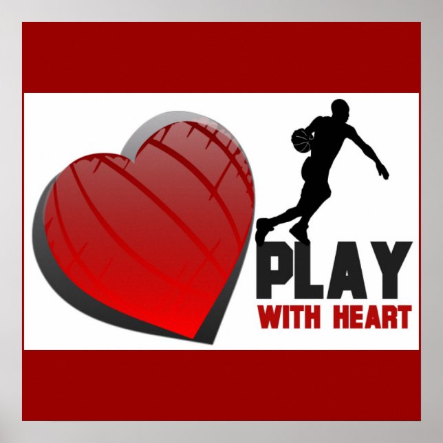 Póster Jugar con el Poster de baloncesto Heart Mens (Frente)