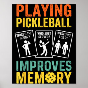 Póster Jugar pickleball mejora la memoria divertido vinta