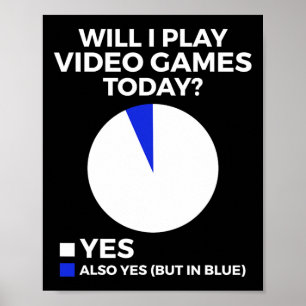 Póster ¿Jugaré videojuegos hoy? Divertido jugador de jueg