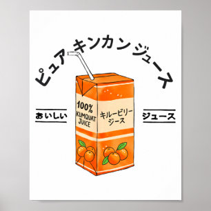 Póster Jugo de fruta japonesa Kumquat Japón Kanji niños n