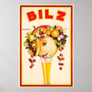 Póster Jugo de Naranja Bilz Achille Mauzan Vintage Comida