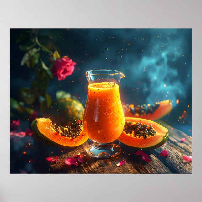 Póster Jugo de PAPAYA exprimido Fresco -  (Frente)
