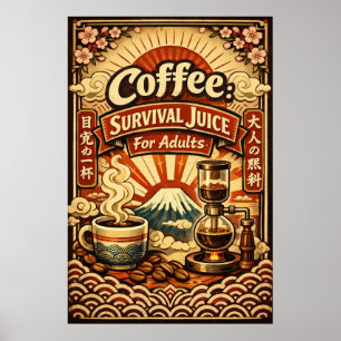 Póster Jugo de supervivencia de café para adultos retro j