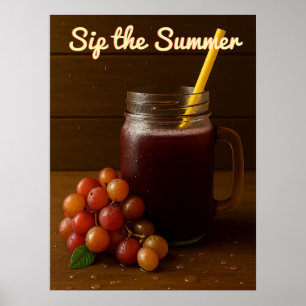 Póster Jugo de uva roja viejo - "Sip the Summer