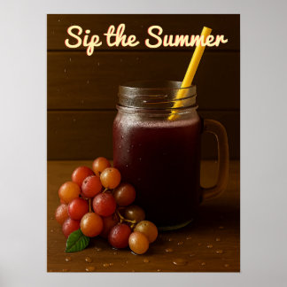 Póster Jugo de uva roja viejo - "Sip the Summer