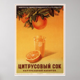 Póster Jugo soviético de la fruta cítrica de URSS que