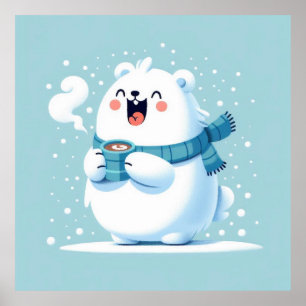 Póster Jugoso oso polar con cacao caliente: Maravilla de 