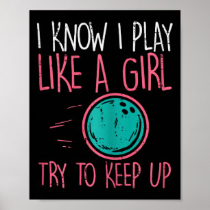Póster Jugué Como Chica Fun Bowler Chicas Niños Tod