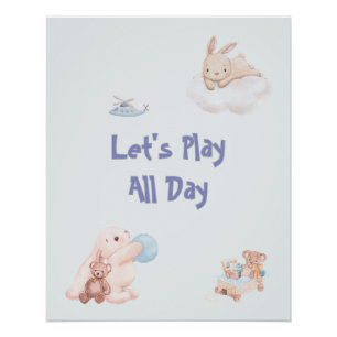Póster "Juguemos todo el día", conejitos bebés