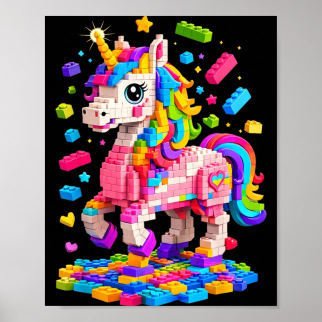 Póster Juguete de bloques de construcción de unicornio li (Frente)