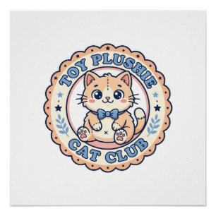 Póster Juguete de peluche gato Diseño de camiseta de gato