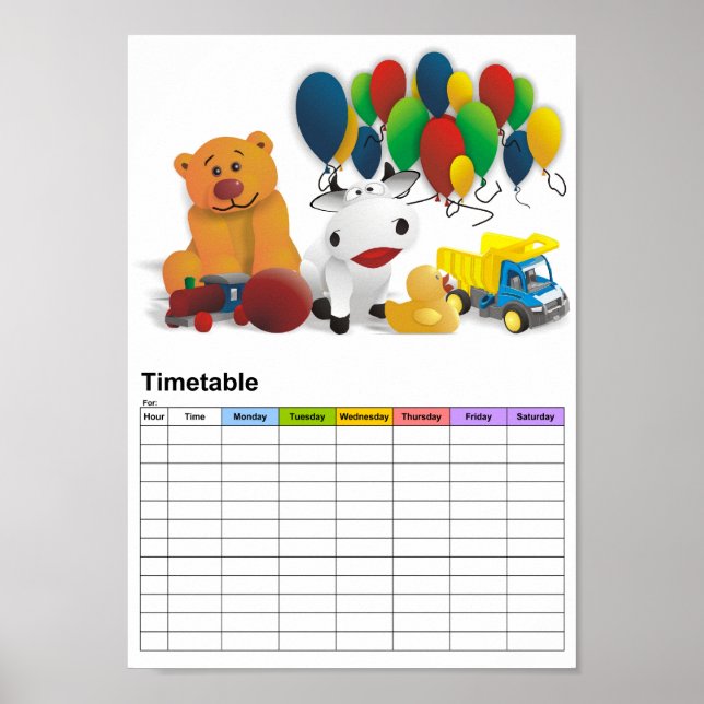 Póster Juguete para niños / Horario (Frente)