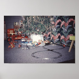 Póster Juguetes de árbol y de vintage de mediados del sig