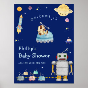 Póster Juguetes de niño Robot Bienvenida en el espacio ex