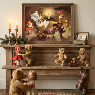 Póster Juguetes Navideños Antiguos, Muñecas Bailarinas, O