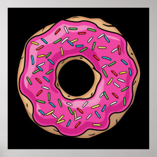 Póster Juicy Delicious Pink Sprinked Donut