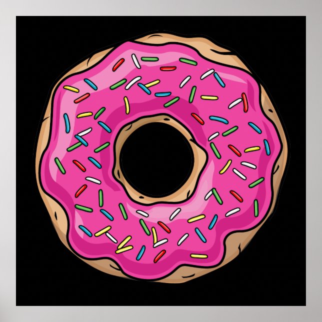 Póster Juicy Delicious Pink Sprinked Donut (Frente)
