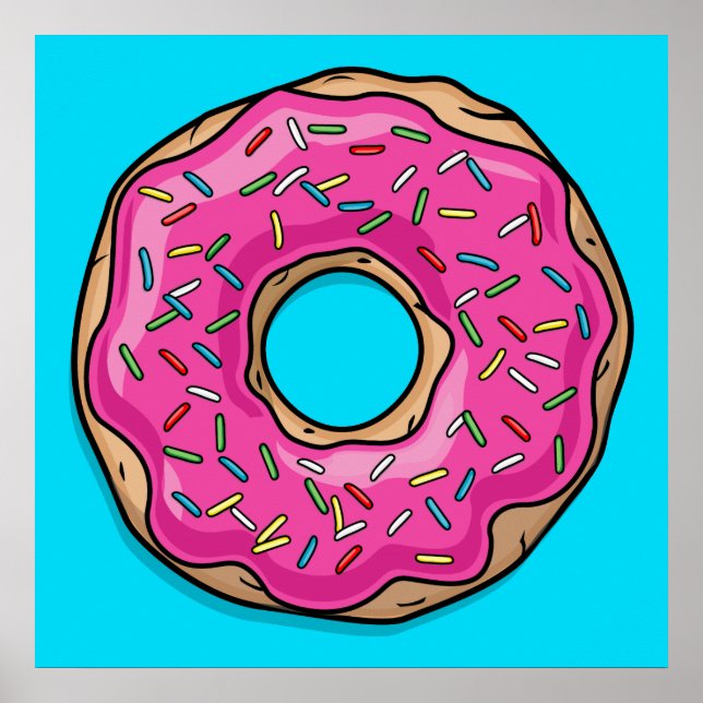 Póster Juicy Delicious Pink Sprinked Donut (Frente)