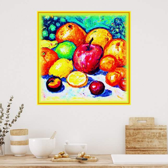 Póster Juicy Delights Fruits. ¡Hazte con una en Zazzle (Cocina)