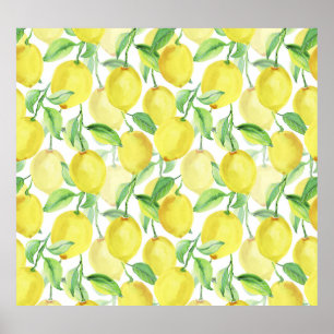 Póster Juicy Watercolor: Vibrante Pintura de limón