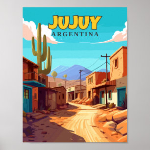 Póster Jujuy Argentina ilustracion de viaje vintage
