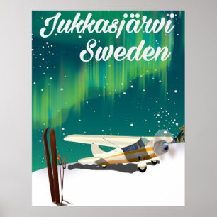 Póster Jukkasjärvi Suecia poster de vacaciones de las luc