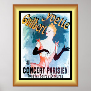 Póster Jules Cheret ~ Art Nouveau ~ Yvette Guilbert ~
