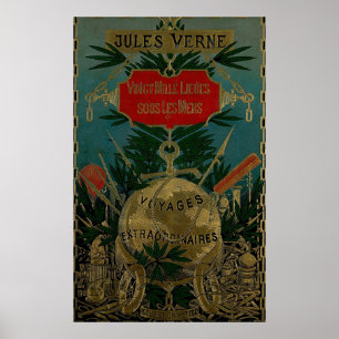 Póster Jules Verne Viajes Extraordinarios