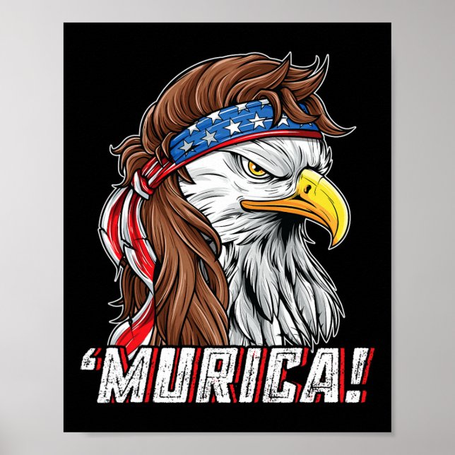 Póster Julio Bald Eagle Mullet Murica Usa Merica (Frente)