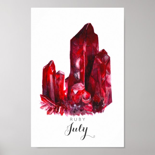 Póster Julio Birthstone - Ruby Watercolor | POSTER (Frente)