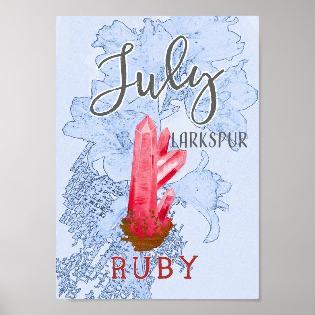 Póster Julio Larkspur y cumpleaños Ruby (Frente)