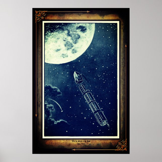 Póster Julio Verne desde la Tierra al Poster de la Luna (Frente)