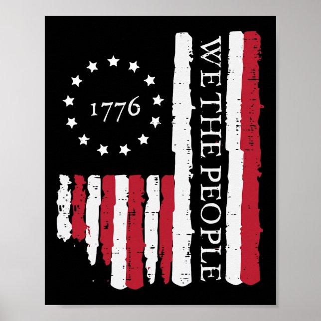 Póster Julio We The People Bandera Estadounidense 1776 Ho (Frente)