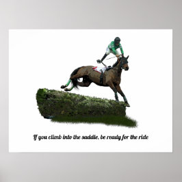 Póster Jumper Horse Jockey En Poster Verde