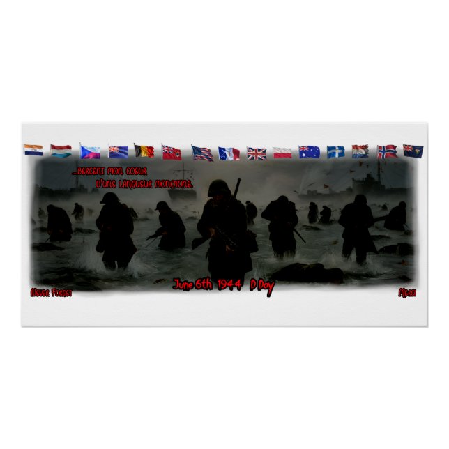 Póster June 6th, 1944 Normandy Landing on a White (Anverso)