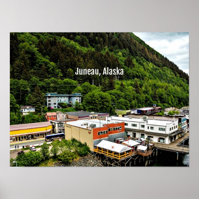 Póster Juneau, Alaska, fotografía de la ciudad (Frente)