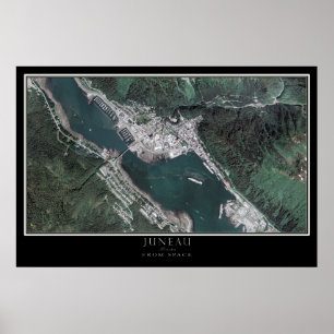 Póster Juneau Alaska From Space Satellite Map
