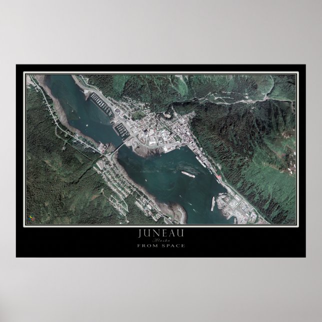 Póster Juneau Alaska From Space Satellite Map (Frente)